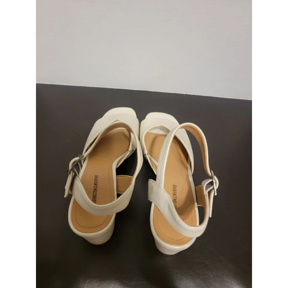 Johnston & Murphy Womens Evelyn Ivory Block Heel 8.5 Medium M BHFO 2194 comfort
